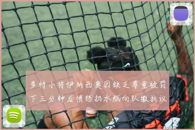 多特小将伊纳西奥因缺乏尊重被罚下三分钟后愤怒扔水瓶向队徽抗议